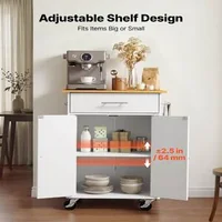 Insulă-de-bucătărie-pe-roți-63-1-cm-albă-cu-sertar-dulap-bară-pentru-prosoape-și-cârlige