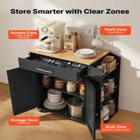Insulă-de-bucătărie-pe-roți-79-5-cm-neagră-cu-sertar-dulap-suport-pentru-condimente-și-bară-pentru-prosoape
