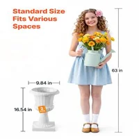Ghivece-tip-urnă-din-plastic-25-x-42-cm-set-de-2-bucăți-albe-pe-piedestal-cu-orificii-de-drenaj-pentru-curte-și-terasă