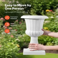 Ghivece-tip-urnă-din-plastic-25-x-42-cm-set-de-2-bucăți-albe-pe-piedestal-cu-orificii-de-drenaj-pentru-curte-și-terasă