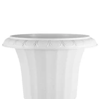 Ghivece-tip-urnă-din-plastic-25-x-42-cm-set-de-2-bucăți-albe-pe-piedestal-cu-orificii-de-drenaj-pentru-curte-și-terasă