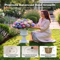 Ghivece-tip-urnă-din-plastic-25-x-42-cm-set-de-2-bucăți-albe-pe-piedestal-cu-orificii-de-drenaj-pentru-curte-și-terasă