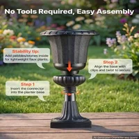 Ghivece-tip-urnă-din-plastic-40-x-67-cm-set-de-2-bucăți-negre-clasice-cu-orificii-de-drenaj-pentru-curte-și-balcon