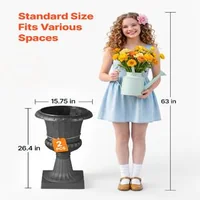 Ghivece-tip-urnă-din-plastic-40-x-67-cm-set-de-2-bucăți-negre-clasice-cu-orificii-de-drenaj-pentru-curte-și-balcon