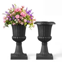Ghivece-tip-urnă-din-plastic-40-x-67-cm-set-de-2-bucăți-negre-clasice-cu-orificii-de-drenaj-pentru-curte-și-balcon