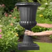 Ghivece-tip-urnă-din-plastic-40-x-67-cm-set-de-2-bucăți-negre-clasice-cu-orificii-de-drenaj-pentru-curte-și-balcon