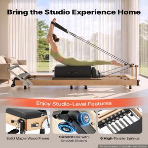 Reformer-Pilates-2-4-m-pliabil-cadru-din-arțar-alb-fără-turn-vertical-până-la-181-kg-6-arcuri-jump-board-și-cutie-pentru-ședere