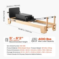 Reformer-Pilates-2-4-m-pliabil-cadru-din-arțar-alb-fără-turn-vertical-până-la-181-kg-6-arcuri-jump-board-și-cutie-de-șezut