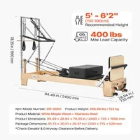 Reformator-Pilates-cu-semi-turn-2-4-m-cadru-din-arțar-6-arcuri-din-oțel-muzical-jump-board-și-cutie-pentru-șezut-181-kg