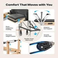 Reformator-Pilates-cu-semi-turn-2-4-m-cadru-din-arțar-6-arcuri-din-oțel-muzical-jump-board-și-cutie-pentru-șezut-181-kg