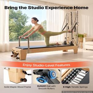 Reformator-Pilates-cu-semi-turn-2-4-m-cadru-din-arțar-6-arcuri-din-oțel-muzical-jump-board-și-cutie-pentru-șezut-181-kg