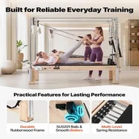 Aparat-reformer-Pilates-cu-masă-trapezoidală-Cadillac-2-4-m-cadru-din-lemn-de-cauciuc-10-arcuri-pe-turn-jump-board-181-kg