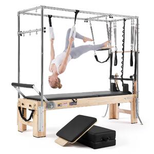 Aparat-reformer-Pilates-cu-masă-trapezoidală-Cadillac-2-4-m-cadru-din-lemn-de-cauciuc-10-arcuri-pe-turn-jump-board-181-kg