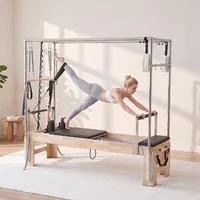 Aparat-reformer-Pilates-cu-masă-trapezoidală-Cadillac-2-4-m-cadru-din-lemn-de-cauciuc-10-arcuri-pe-turn-jump-board-181-kg