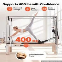 Aparat-reformer-Pilates-cu-masă-trapezoidală-Cadillac-2-4-m-cadru-din-lemn-de-cauciuc-10-arcuri-pe-turn-jump-board-181-kg