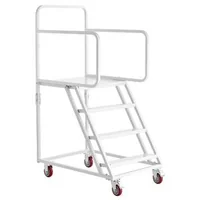 Scară-mobilă-tip-platformă-cu-patru-trepte-capacitate-portantă-400-kg-oțel-aliat-Q195-balustrade-duble-trepte-antiderapante-4-roți