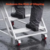 Scară-mobilă-tip-platformă-cu-patru-trepte-capacitate-portantă-400-kg-oțel-aliat-Q195-balustrade-duble-trepte-antiderapante-4-roți
