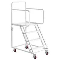 Scară-mobilă-tip-platformă-cu-patru-trepte-capacitate-portantă-400-kg-oțel-aliat-Q195-balustrade-duble-trepte-antiderapante-4-roți