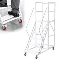 Scară-mobilă-platformă-6-trepte-capacitate-de-încărcare-500-kg-oțel-aliat-Q195-balustrade-duble-trepte-anti-alunecare-4-roți