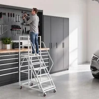 Scară-mobilă-platformă-6-trepte-capacitate-de-încărcare-500-kg-oțel-aliat-Q195-balustrade-duble-trepte-anti-alunecare-4-roți
