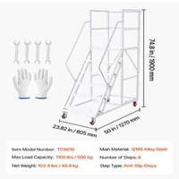 Scară-mobilă-platformă-6-trepte-capacitate-de-încărcare-500-kg-oțel-aliat-Q195-balustrade-duble-trepte-anti-alunecare-4-roți
