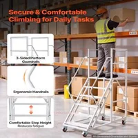 Scară-mobilă-platformă-6-trepte-capacitate-de-încărcare-500-kg-oțel-aliat-Q195-balustrade-duble-trepte-anti-alunecare-4-roți