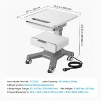 Cărucior-medical-cu-ridicare-electrică-capacitate-portantă-30-kg-înălțime-reglabilă-820-940-mm-cadru-metalic-roți-pivotante-360