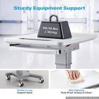 Cărucior-medical-cu-ridicare-electrică-capacitate-portantă-30-kg-înălțime-reglabilă-820-940-mm-cadru-metalic-roți-pivotante-360