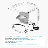 Cărucior-medical-cu-ridicare-electrică-capacitate-portantă-50-kg-înălțime-reglabilă-700-850-mm-cadru-metalic-roți-pivotante-la-360