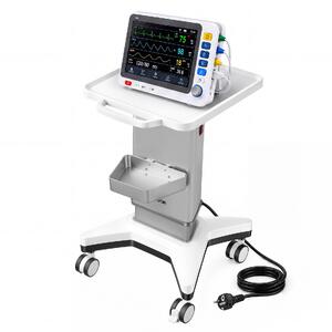 Cărucior-medical-cu-ridicare-electrică-capacitate-portantă-50-kg-înălțime-reglabilă-700-850-mm-cadru-metalic-roți-pivotante-la-360