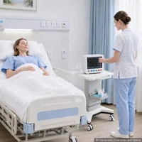 Cărucior-medical-cu-ridicare-electrică-capacitate-portantă-50-kg-înălțime-reglabilă-700-850-mm-cadru-metalic-roți-pivotante-la-360
