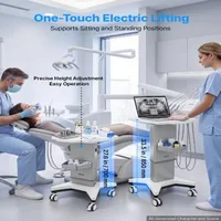 Cărucior-medical-cu-ridicare-electrică-capacitate-portantă-50-kg-înălțime-reglabilă-700-850-mm-cadru-metalic-roți-pivotante-la-360