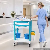 Cărucior-medical-cu-2-sertare-capacitate-de-încărcare-până-la-110-kg-înălțime-fixă-1650-mm-roți-rotative-la-360-cu-sistem-de-blocare-raft-pentru-defibrilator