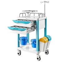 Cărucior-medical-cu-2-sertare-capacitate-de-încărcare-până-la-110-kg-înălțime-fixă-1650-mm-roți-rotative-la-360-cu-sistem-de-blocare-raft-pentru-defibrilator