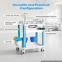 Cărucior-medical-cu-2-sertare-capacitate-de-încărcare-până-la-110-kg-înălțime-fixă-1650-mm-roți-rotative-la-360-cu-sistem-de-blocare-raft-pentru-defibrilator