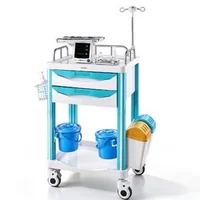 Cărucior-medical-cu-2-sertare-capacitate-de-încărcare-până-la-110-kg-înălțime-fixă-1650-mm-roți-rotative-la-360-cu-sistem-de-blocare-raft-pentru-defibrilator