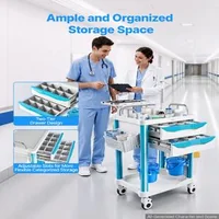 Cărucior-medical-cu-2-sertare-capacitate-de-încărcare-până-la-110-kg-înălțime-fixă-1650-mm-roți-rotative-la-360-cu-sistem-de-blocare-raft-pentru-defibrilator