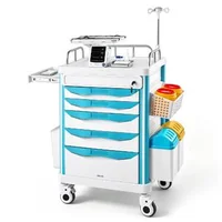 Cărucior-medical-cu-5-sertare-încărcare-de-până-la-110-kg-înălțime-fixă-de-1650-mm-roți-care-se-blochează-la-360-panou-CPR-și-suport-pentru-sticlă