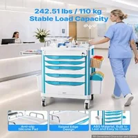 Cărucior-medical-cu-5-sertare-încărcare-de-până-la-110-kg-înălțime-fixă-de-1650-mm-roți-care-se-blochează-la-360-panou-CPR-și-suport-pentru-sticlă
