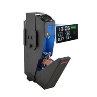 Seif-biometric-pentru-armă-scurtă-cu-afișaj-LCD-pentru-temperatură-și-umiditate-4-moduri-de-acces-pentru-1-armă-cu-încărcător-negru
